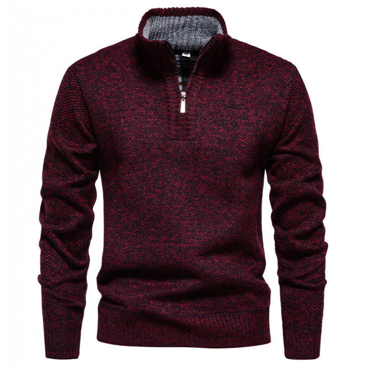 Men's High-Quality Pullover with High Collar and Zip Lune London