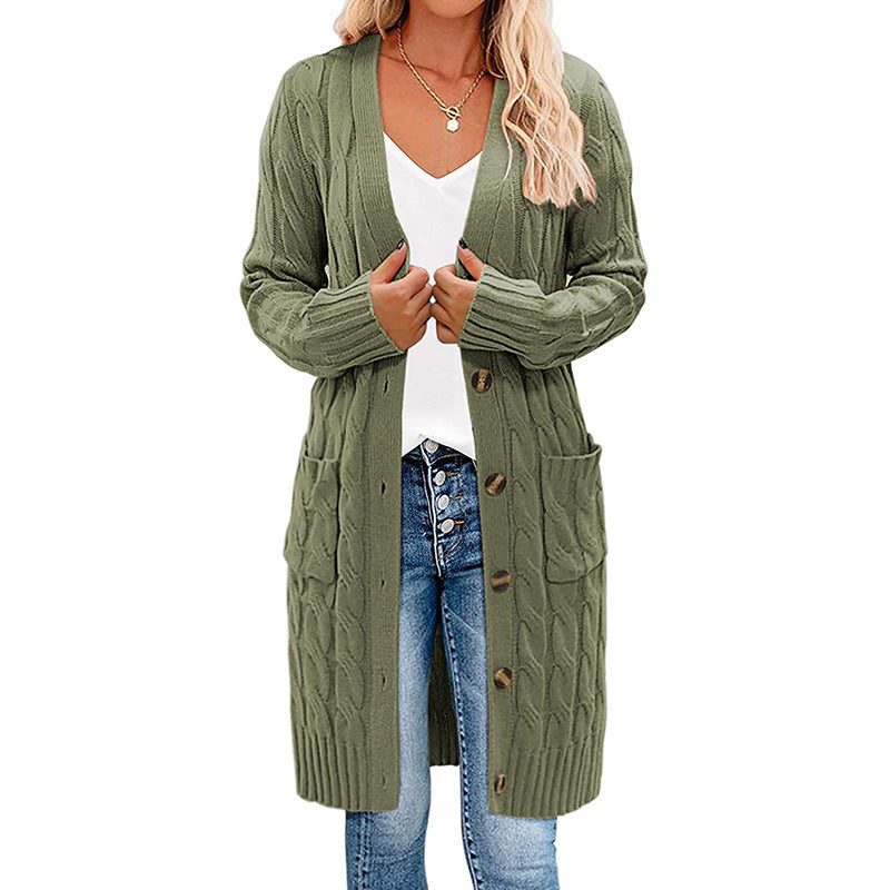 Cardigan en tricot chunky pour femmes avec poches à rabat et fermeture à boutons Chic & Stil