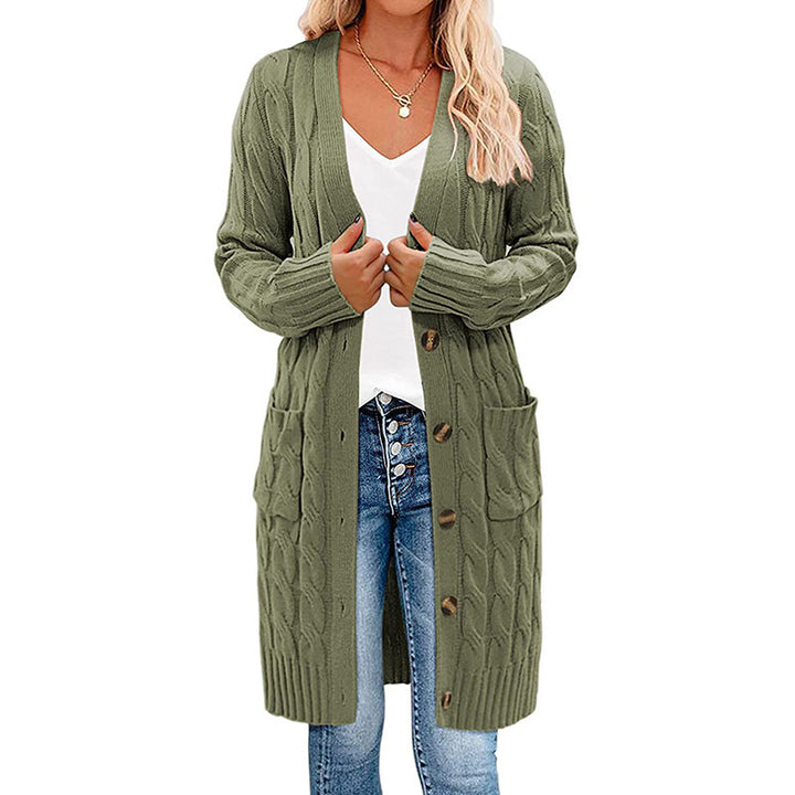 Cardigan en tricot chunky pour femmes avec poches à rabat et fermeture à boutons Chic & Stil