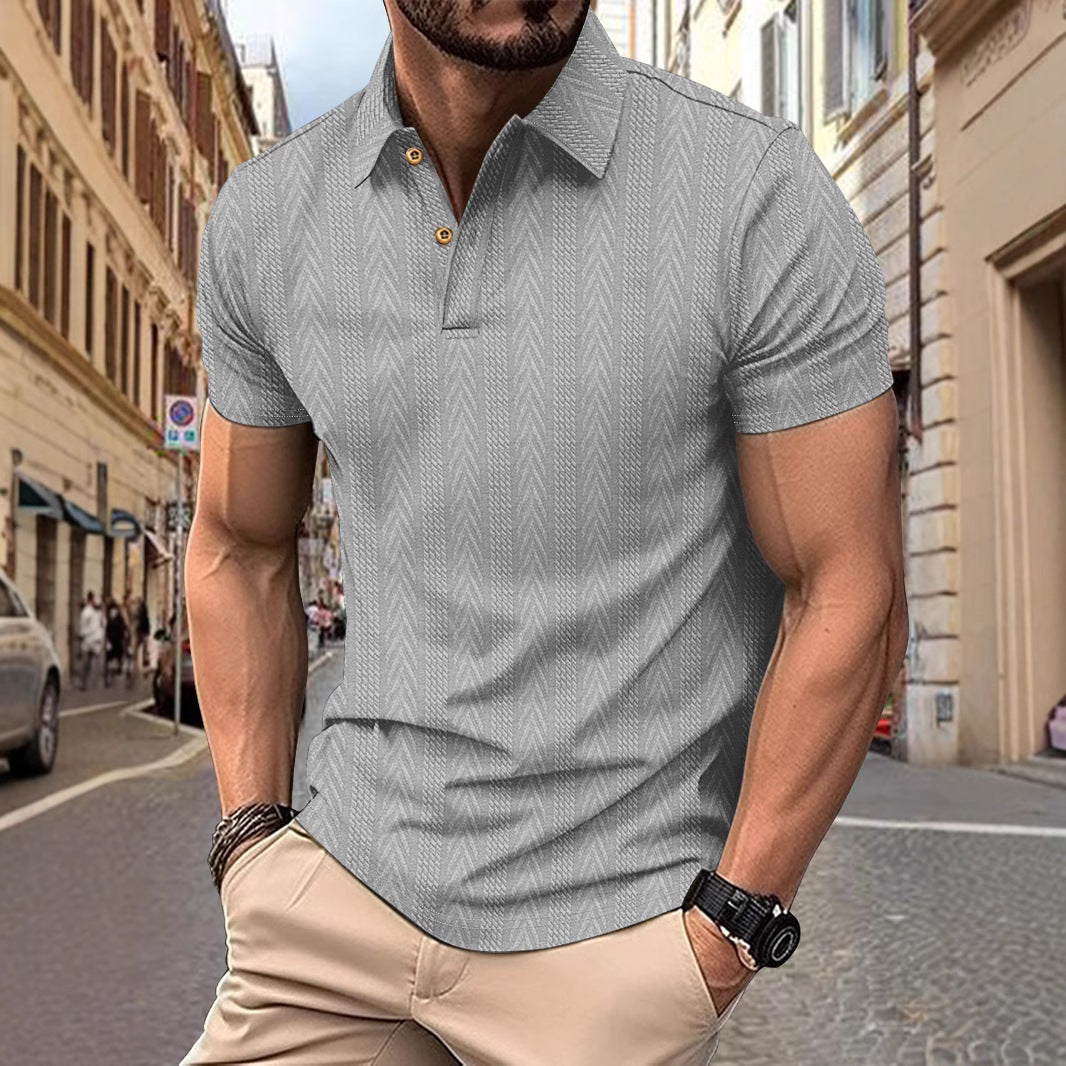 Trendy short-sleeved polo shirt for men with textured design Lune London