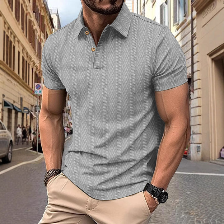 Trendy short-sleeved polo shirt for men with textured design Lune London