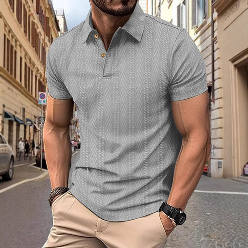 Trendy short-sleeved polo shirt for men with textured design Lune London