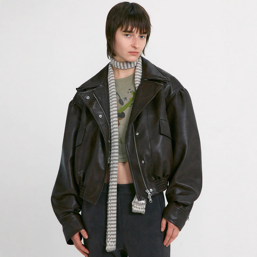 Veste en cuir pour femmes au fit oversized avec poches pratiques Chic & Stil