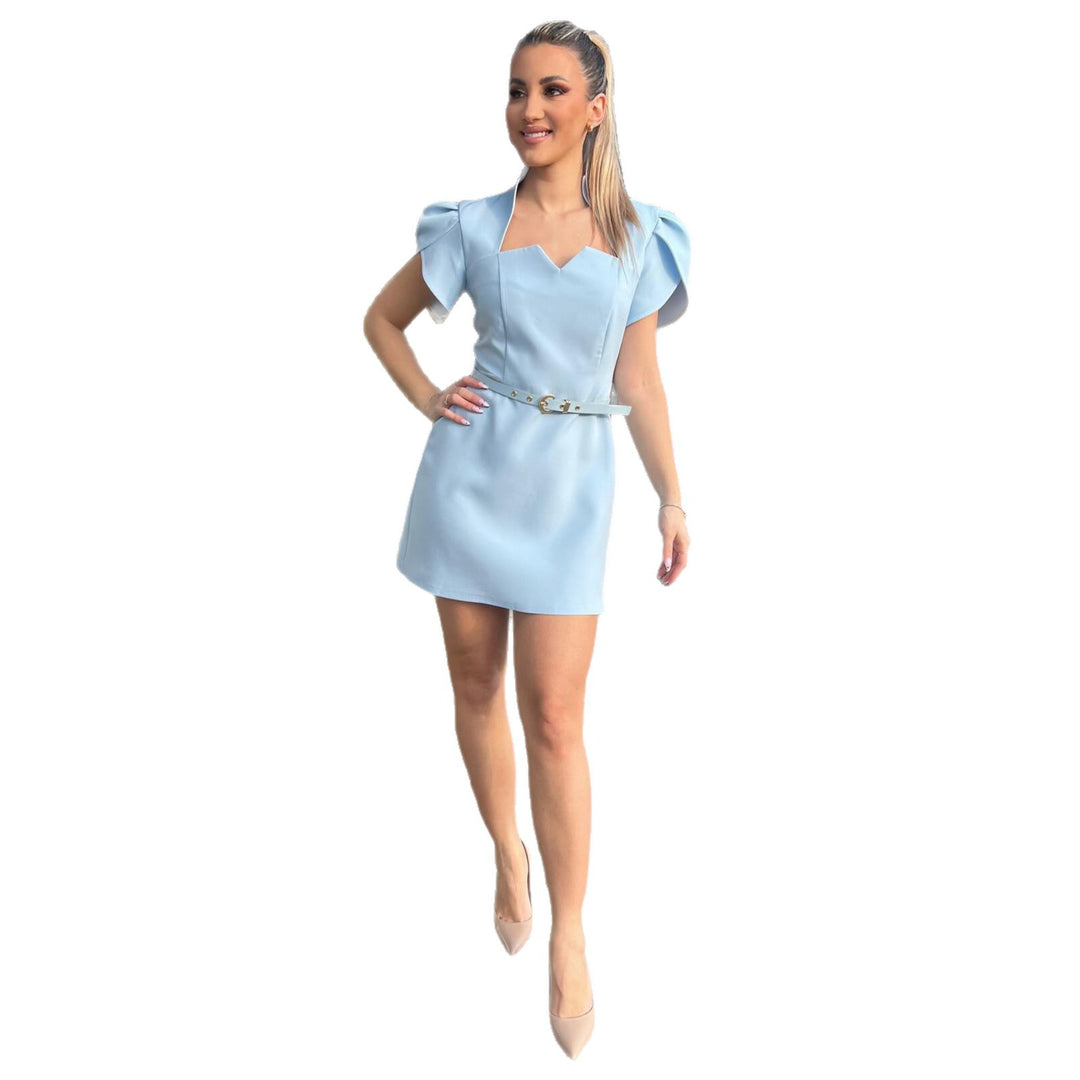 Women's mini dress with elegant heart neckline and voluminous puff sleeves Lune London