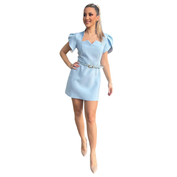 Women's mini dress with elegant heart neckline and voluminous puff sleeves Lune London