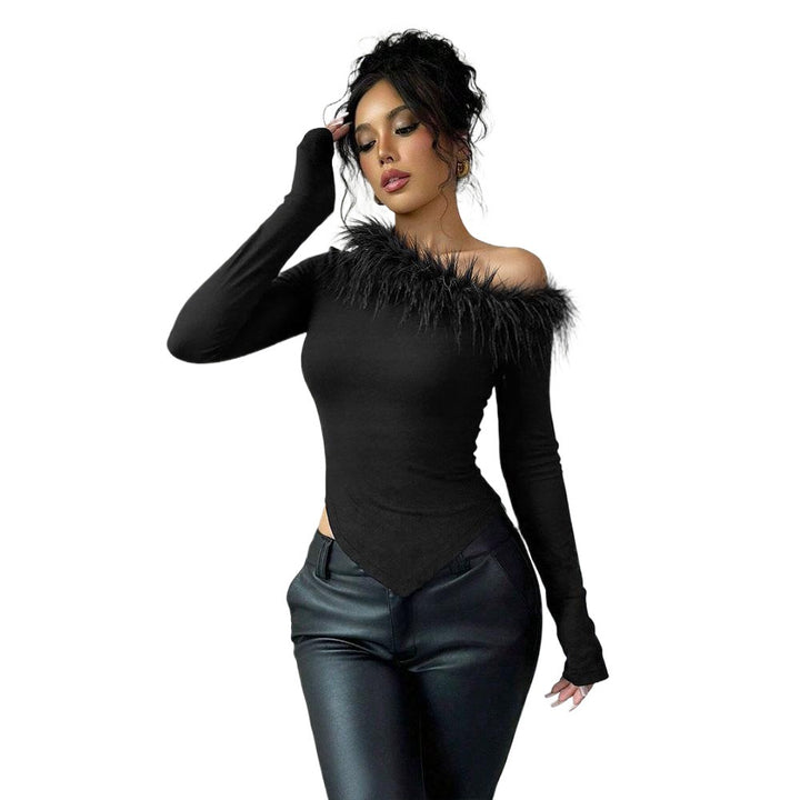 Elegant top for women with removable plush trim Chic & Stil