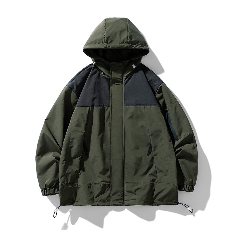 Functional jacket for men with innovative design of hood and breathable inserts Lune London