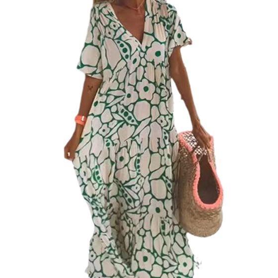 Maxi dress for women with an elegant V neck and a flowing cut Lune London
