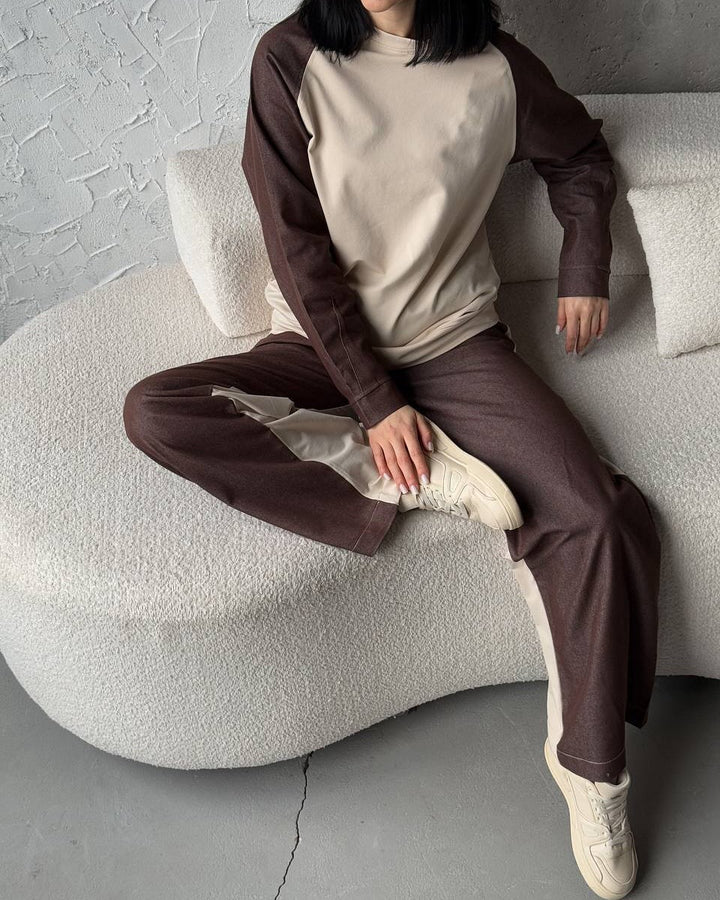 Sport leisure set for women with contrasting sleeves and soft materials Lune London