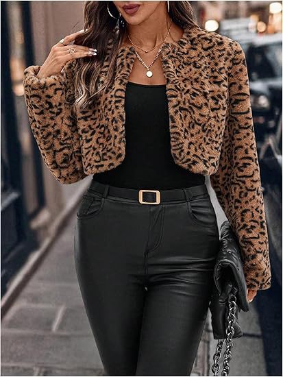 Fleece jacket with leopard print model for ladies Lune London
