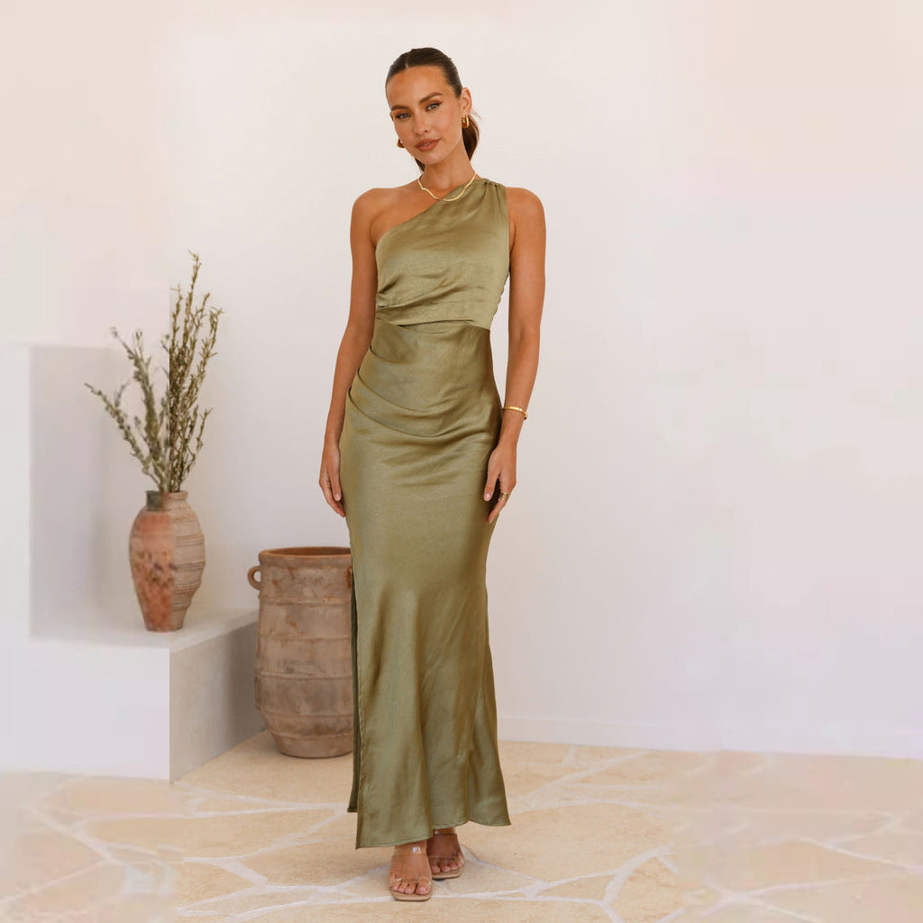 Elegant Maxi Dress for Women with Chic Ruffle Design and High Slit Chic & Style
