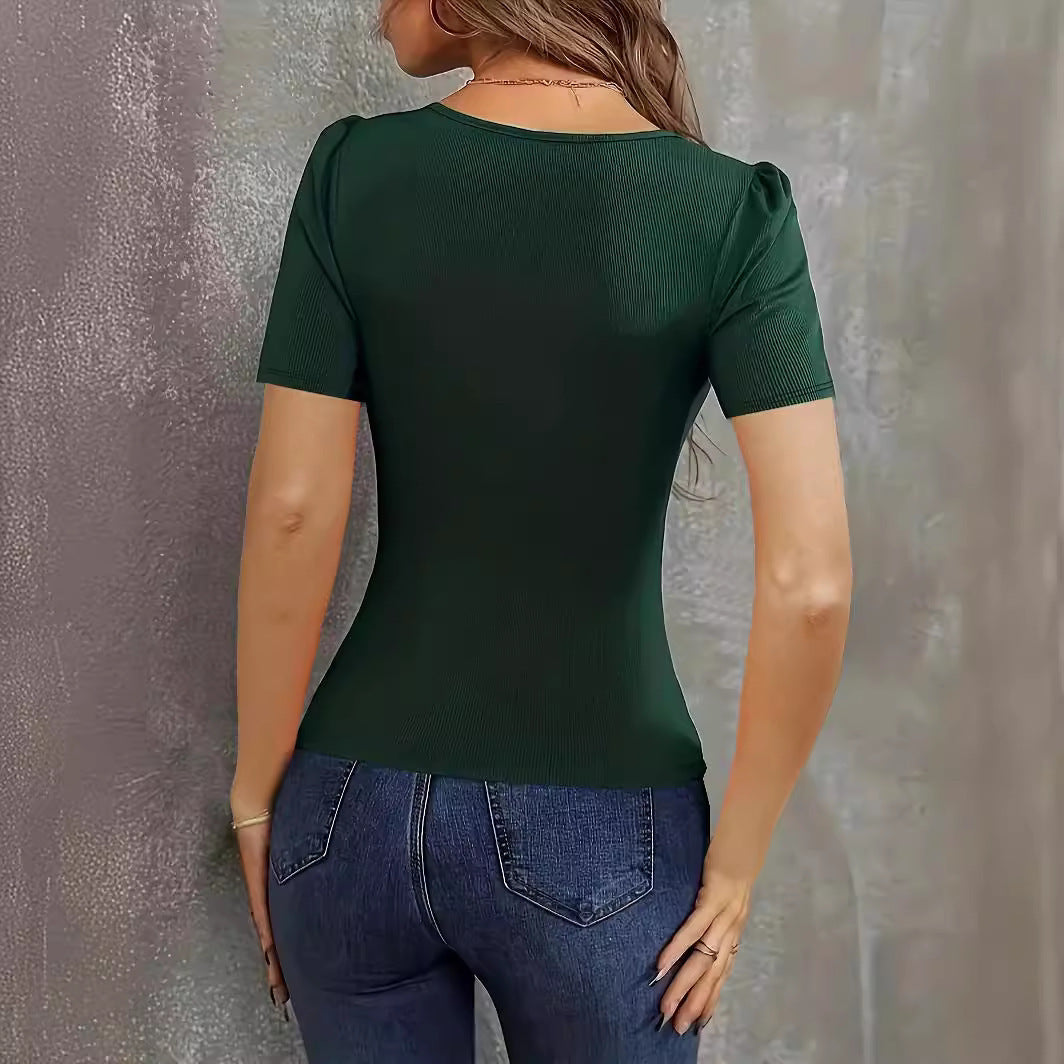 Fitted women's body with V-neck and short sleeves Lune London