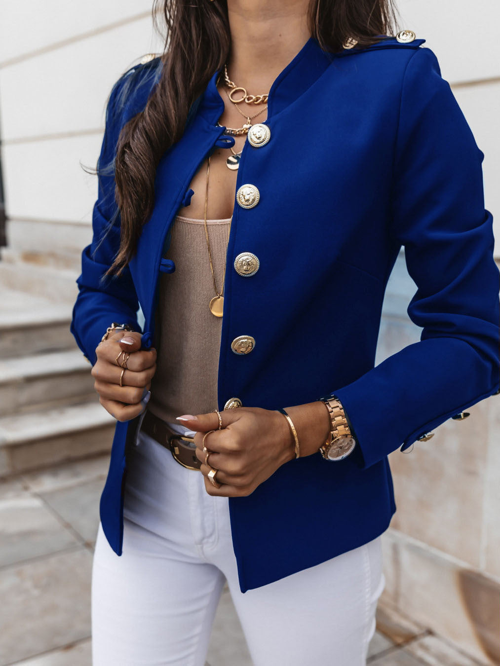 Elegant ladies' jacket with gold buttons and modern cut Lune London