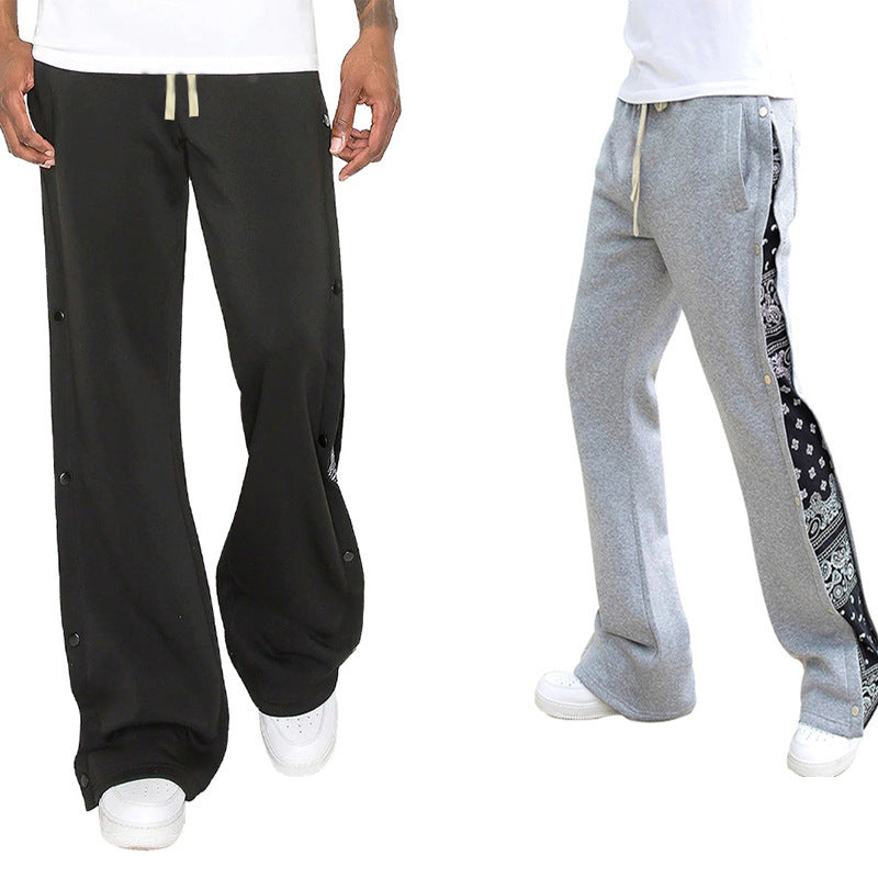 Casual men's jogger pants with side snap button closure and trendy mix of patterns Lune London