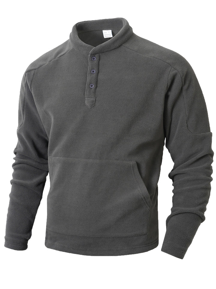 Men's fleece pullover with a stylish high collar and practical buttons Lune London