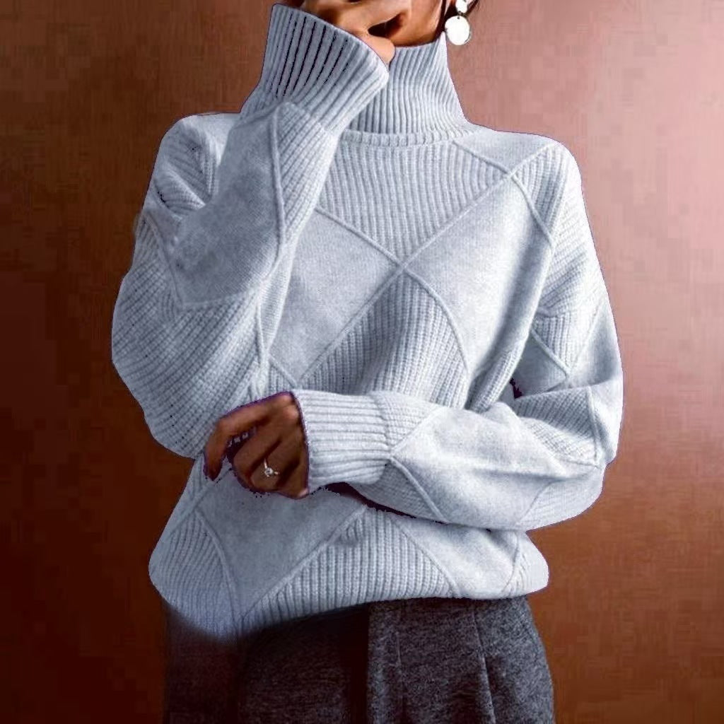 Oversized sweater for women with high collar and structured design Lune London