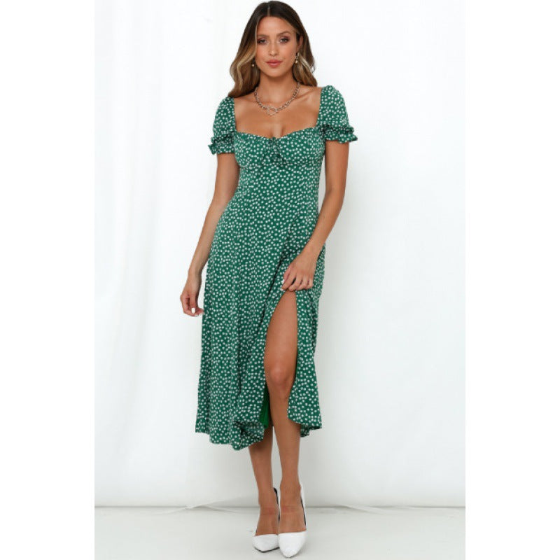 Robe midi femme avec fente latérale et motif floral romantique Chic & Stil