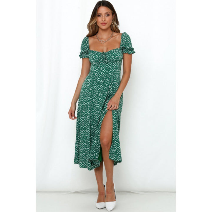 Robe midi femme avec fente latérale et motif floral romantique Chic & Stil