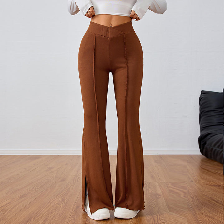 Pantalons évasés élégants pour femmes avec détails de fente latérale Chic & Stil