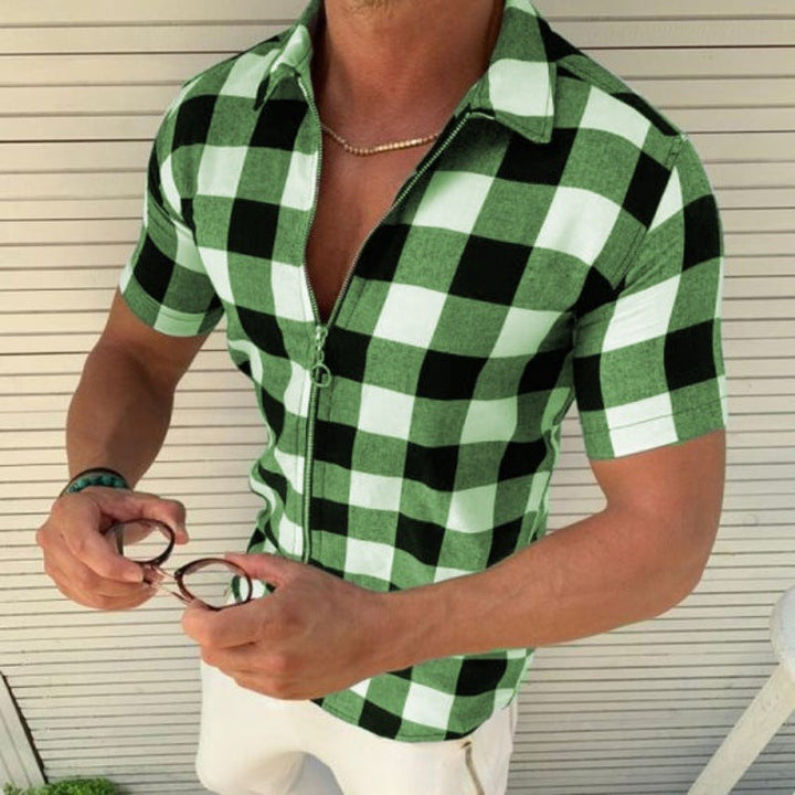 Men's Short Sleeve Shirt with Zipper Lune London