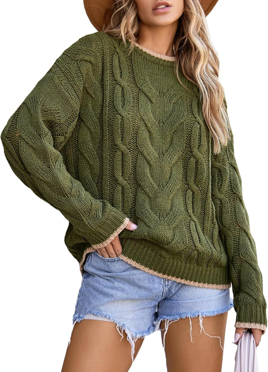 Knitted sweater for women with a thick braid pattern Lune London