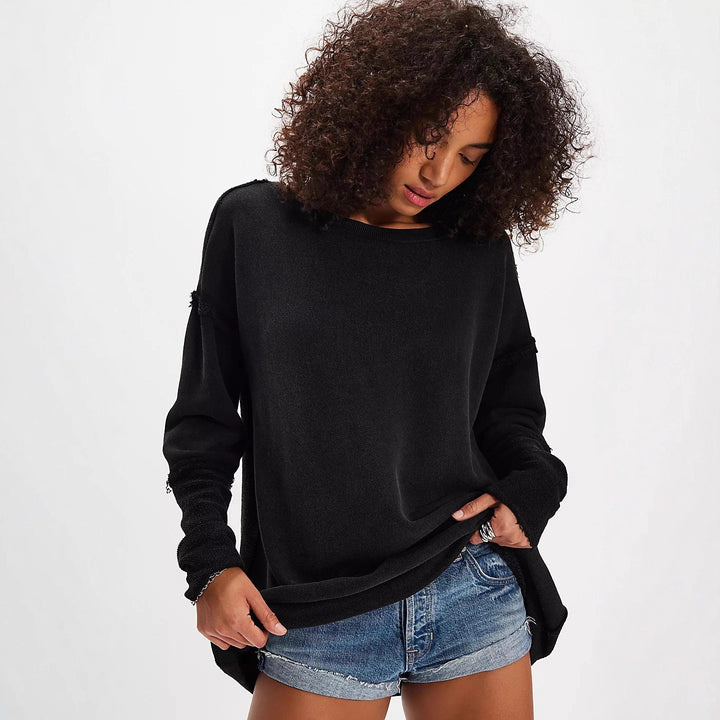 Women Casual Knit Sweater with Ruffled Sleeves and Loose Fit Lune London