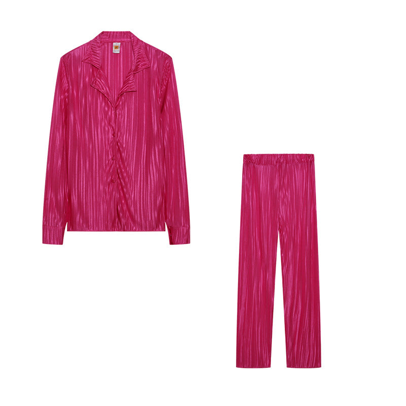 Lune London striped satin pajama set for women