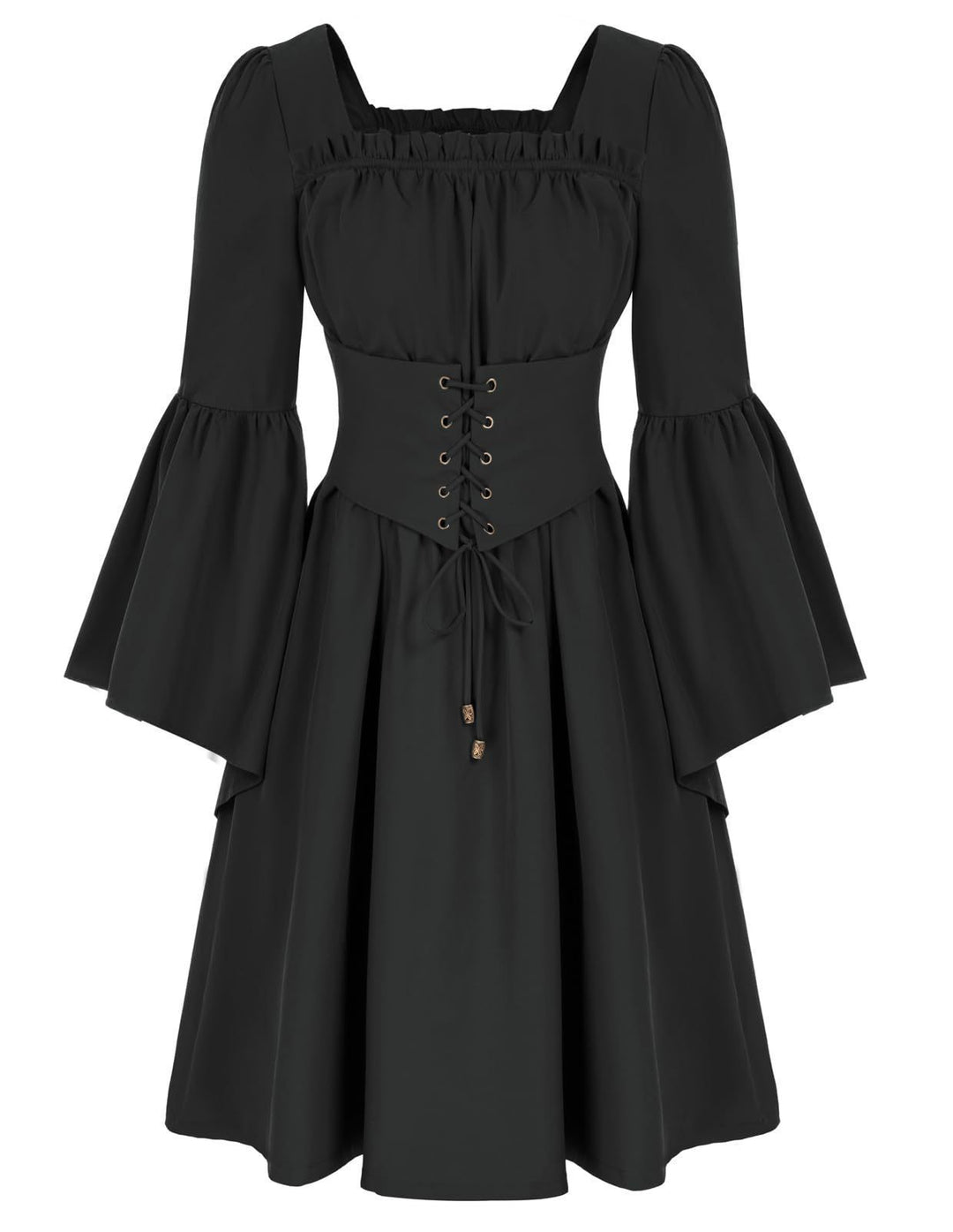 Medieval dress for women with flowing sleeves and lacing detail Lune Londonl