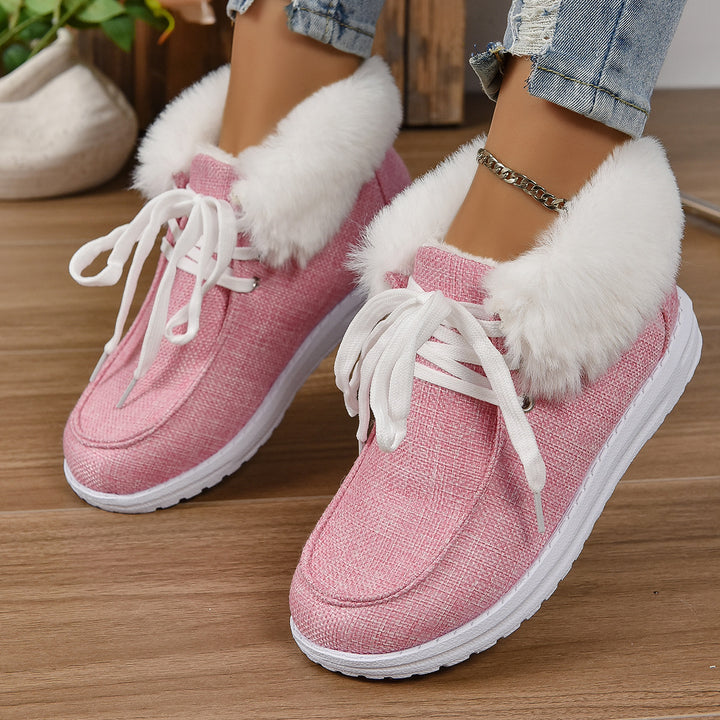 Women comfortable sneakers with fur collar and non-slip sole Lune London