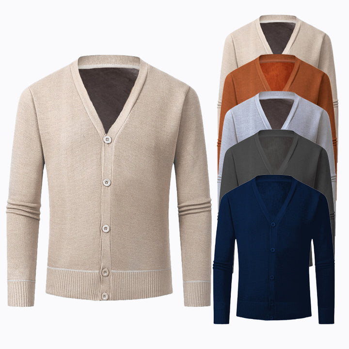 Men's knit sweater with V-neck and buttonless design Lune London