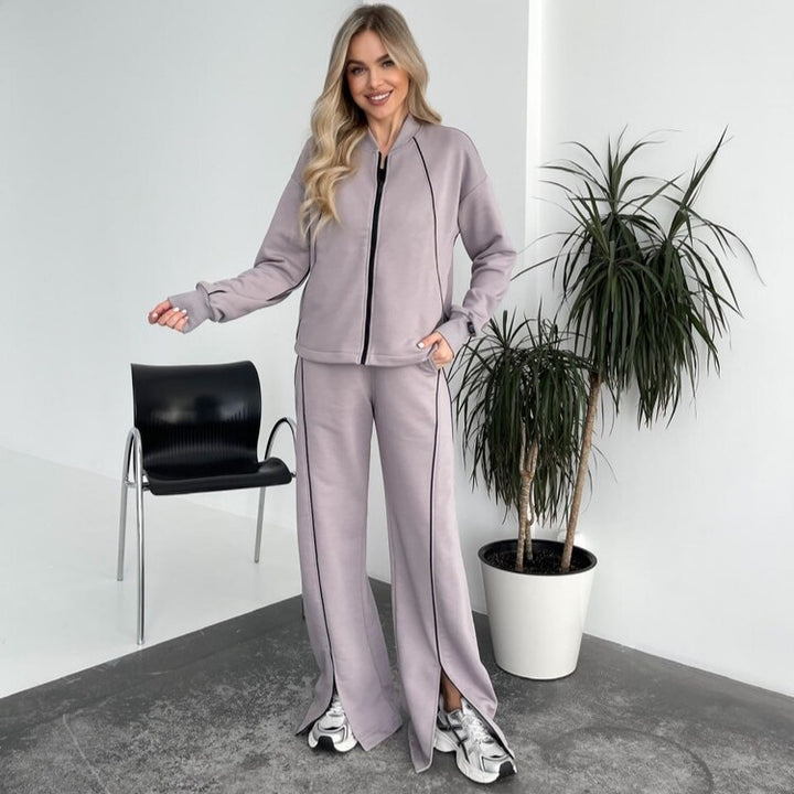 Ladies Sport Set with Full Zipper and Contrasting Seams Lune London