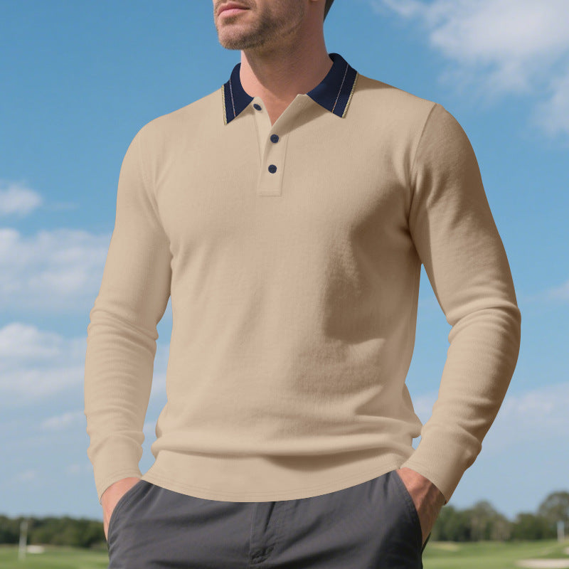 Men's long sleeve polo shirt with elegant collar Lune London