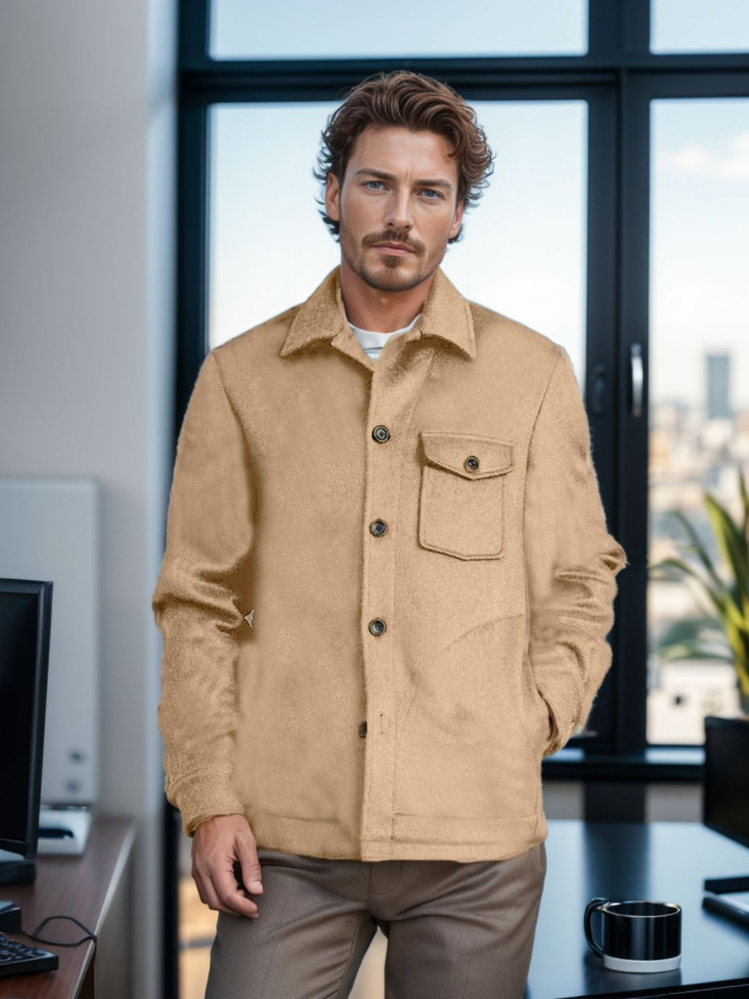 Wool jacket for men with practical chest pocket Lune London