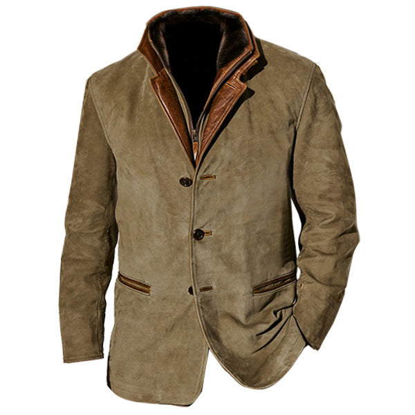 Stylish suede jacket for men with contrasting collar and practical pockets Lune London