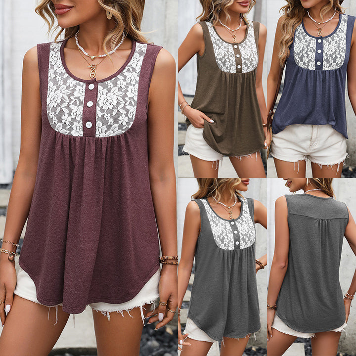 Women sleeveless lace top detail Lune London