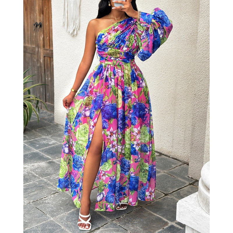 Lune London Women's One-Shoulder Floral Maxi Dress