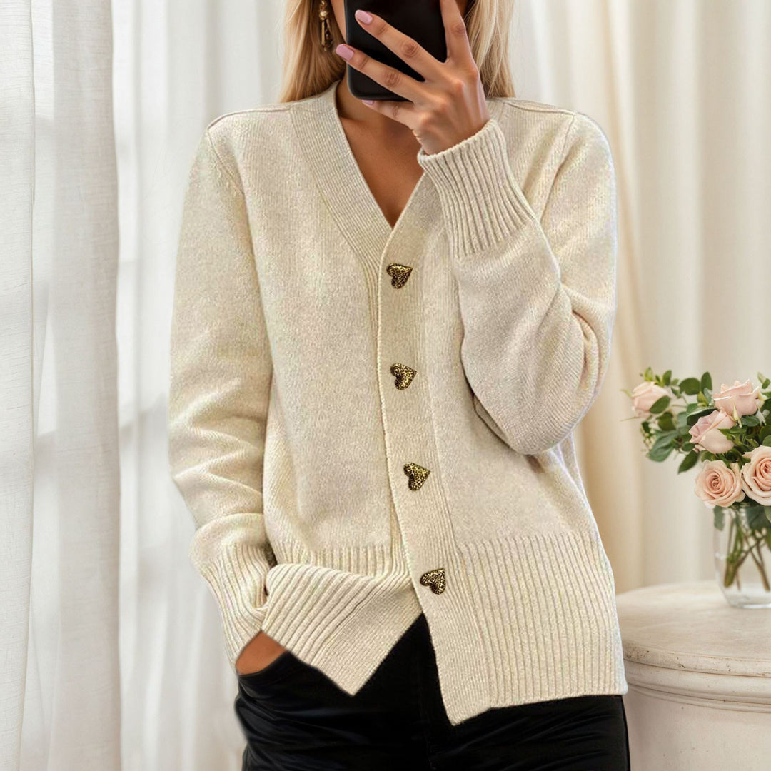Knit jacket for women with heart-shaped buttons and a relaxed fit Lune London