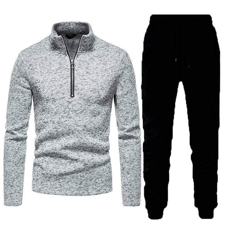 Men's sporty fleece training set with high collar and practical pockets Lune London