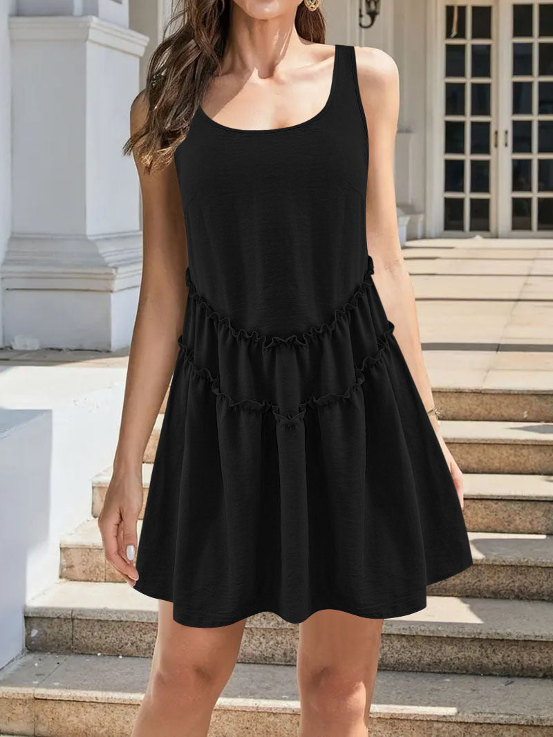 Ladies Satin Ruffle Dress Lune London