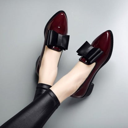 Ladies Elegant Ballet Flats with Large Bow Detail Lune London