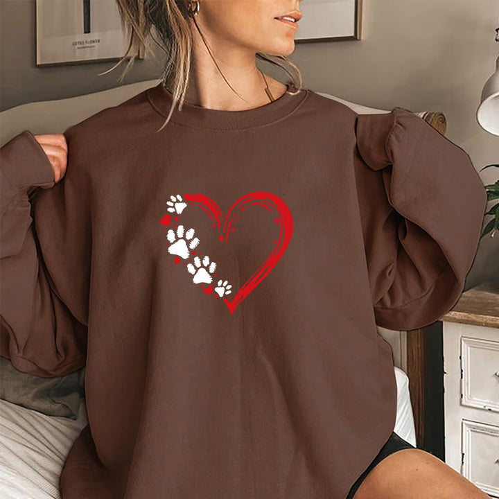 Sweatshirt pour femmes avec un design créatif de cœur et de patte Chic & Stil