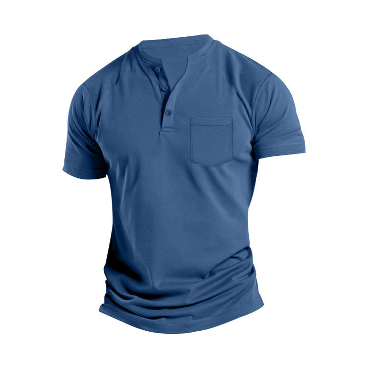 Men's Short Sleeve Henley T-Shirt with Practical Button Detail Lune London