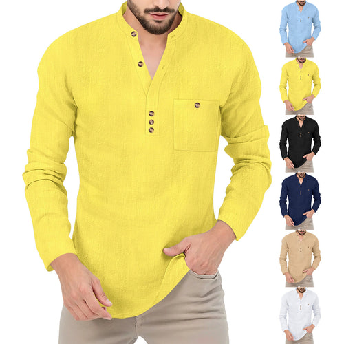Casual long-sleeve shirt for men with button placket and chest pocket Lune London