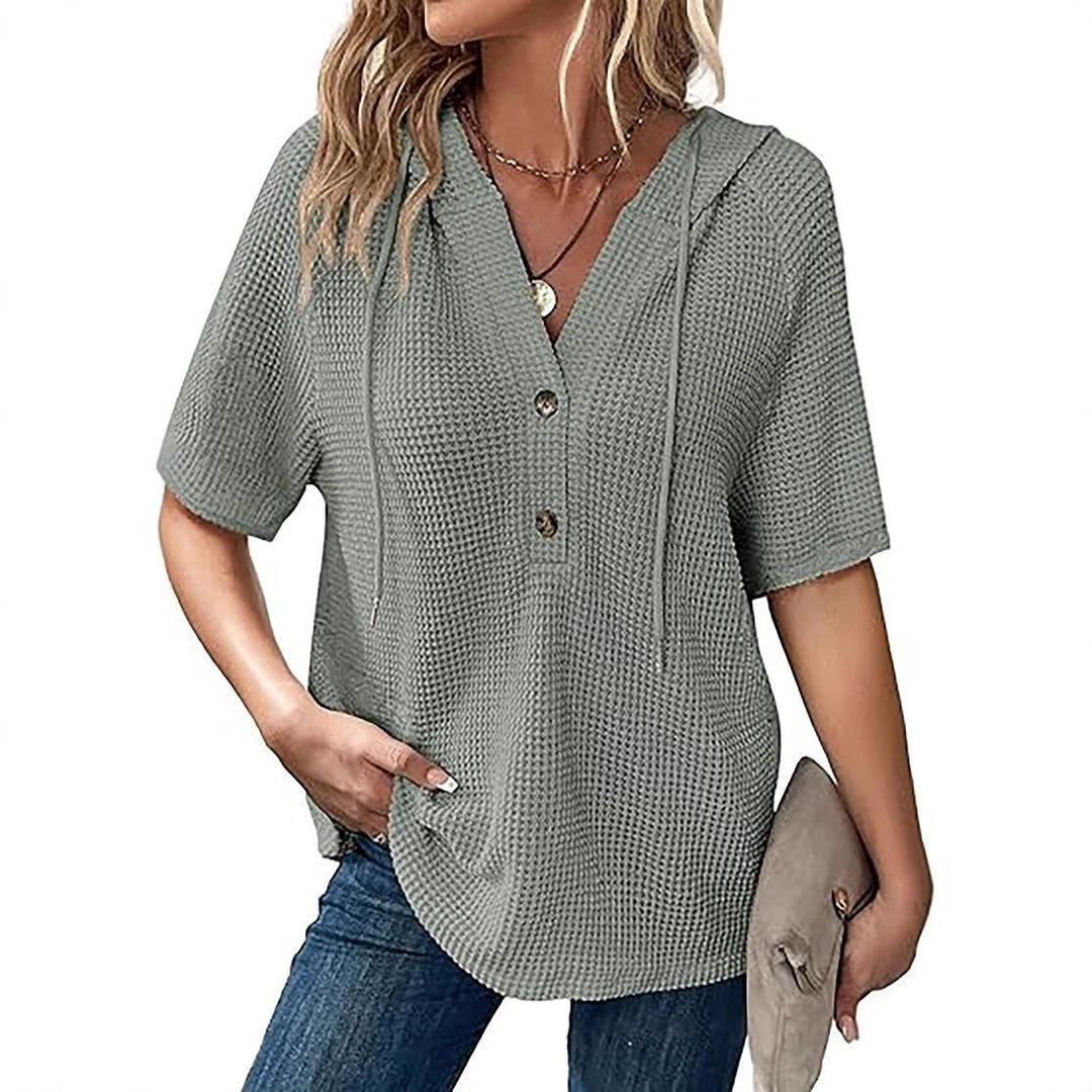 Casual oversized hoodie T-shirt for women with button detail Lune London