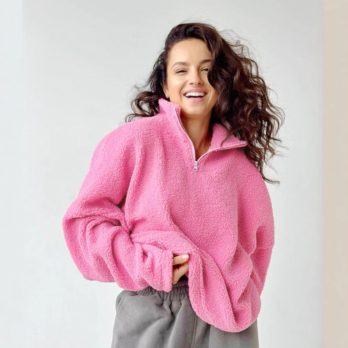 Ladies soft fleece sweater with high neck Lune London