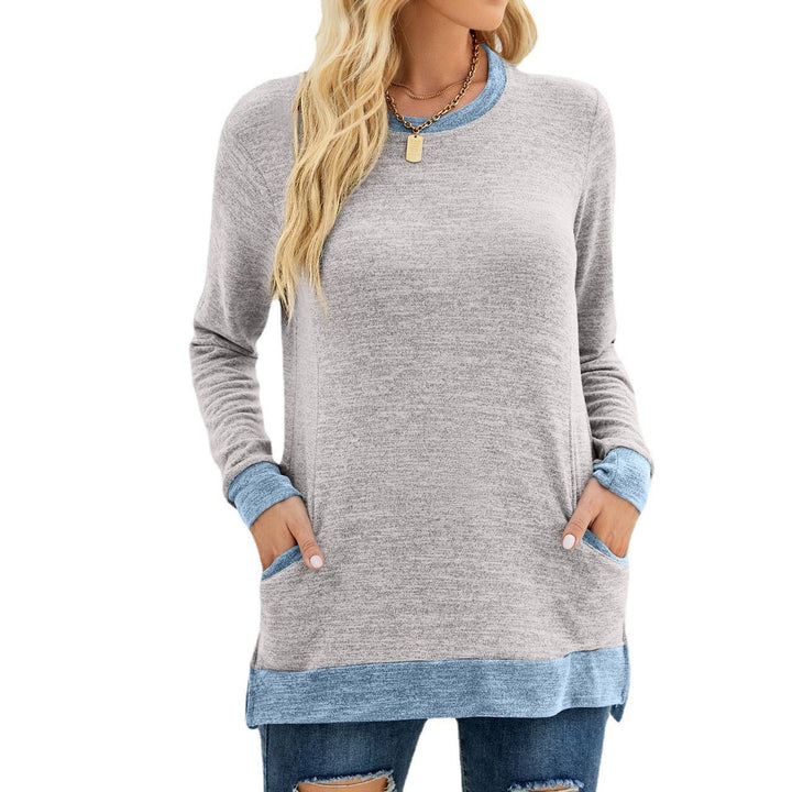 Long sleeve t-shirt for women with contrasting details and side pockets Lune London