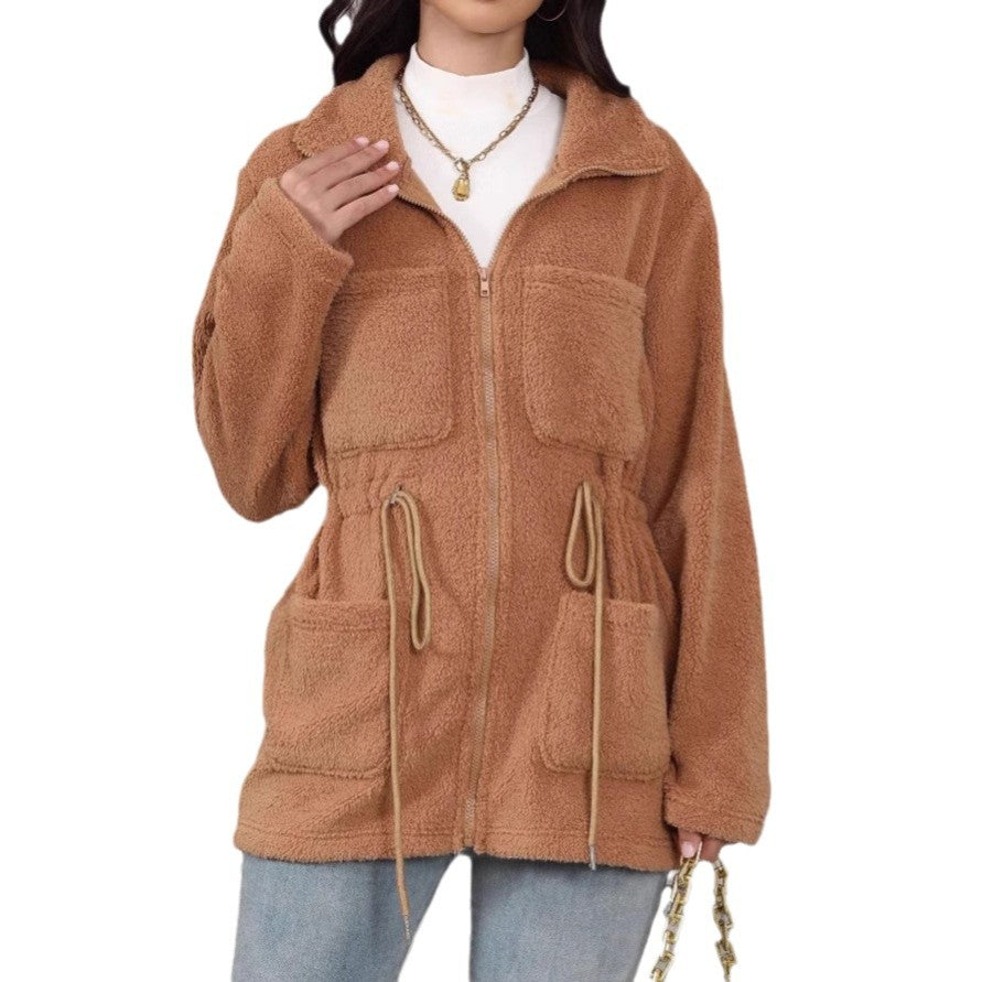 Fleece jacket for women with adjustable waist and practical pockets Lune London