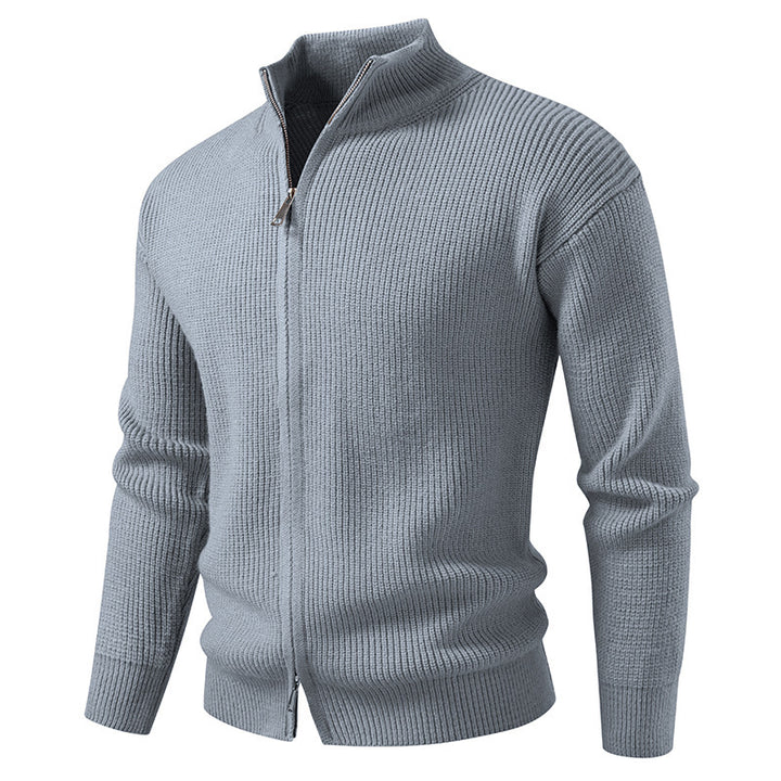 Men's knitted jacket with high collar and zipper Lune London