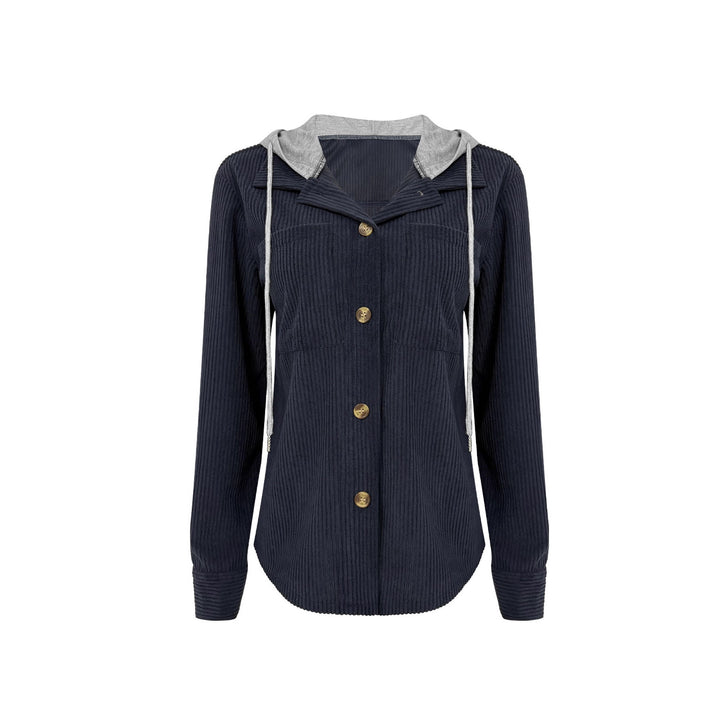 Lune London Women's Flannel Jacket with Hood and Trendy Ribbed Knit Design