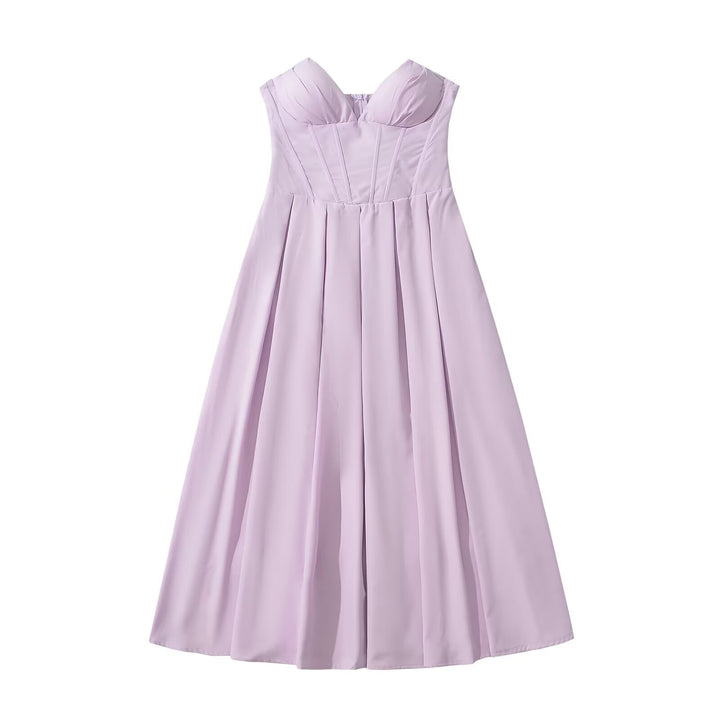 Maxi dress for women with elegant bustier neckline and fluid skirt Lune London